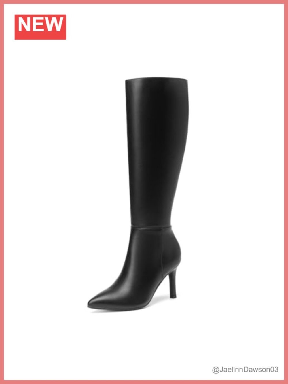 Women's Knee High Stiletto Heel Boots Pointed Toe PU Leather Side Zip Dress